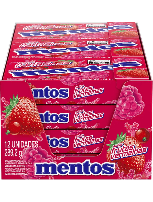DROPS BOX FRUTAS VERMELHAS COM 12 UNIDADES 24.1G CADA MENTOS
