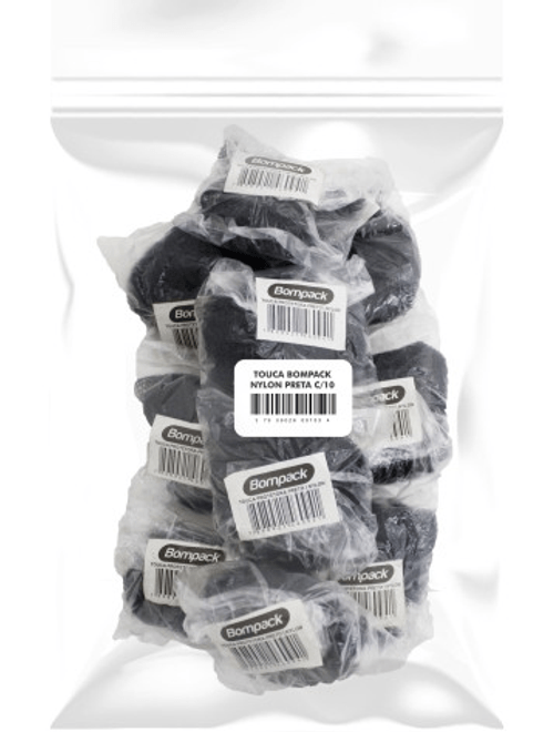 TOUCA DESCARTAVEL DE NYLON PRETA COM 10 UNIDADES BOMPACK