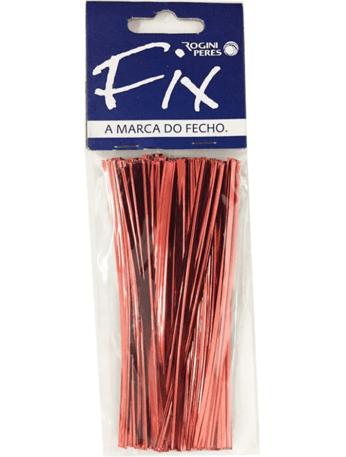 ARAME DE FERRO PLASTIFICADO VERMELHO LAMINADO 11CM COM 100 UNIDADES FIX