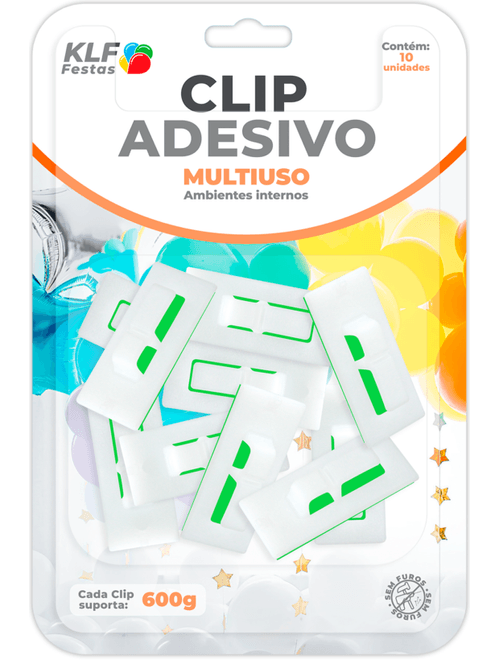 CLIP ADESIVO MULTIUSO COM 10 UNIDADES KLF FESTAS