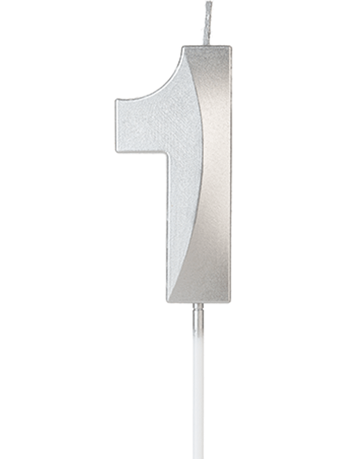 VELA DESIGN PRATA NUMERO 1 SILVER FESTAS