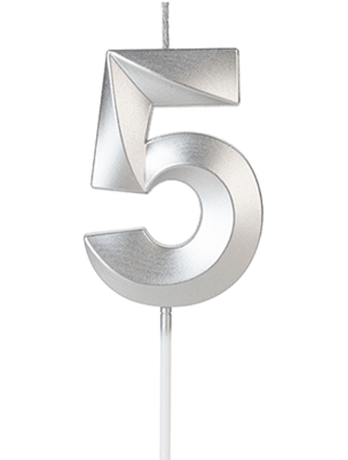 VELA DESIGN PRATA NUMERO 5 SILVER FESTAS