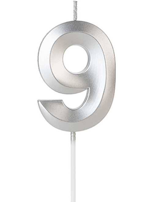 VELA DESIGN PRATA NUMERO 9 SILVER FESTAS