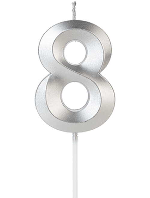 VELA DESIGN PRATA NUMERO 8 SILVER FESTAS