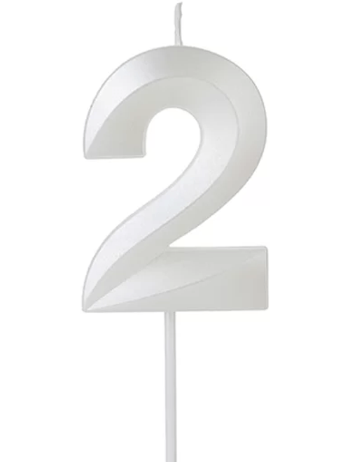 VELA DESIGN BRANCA NUMERO 2 SILVER FESTAS
