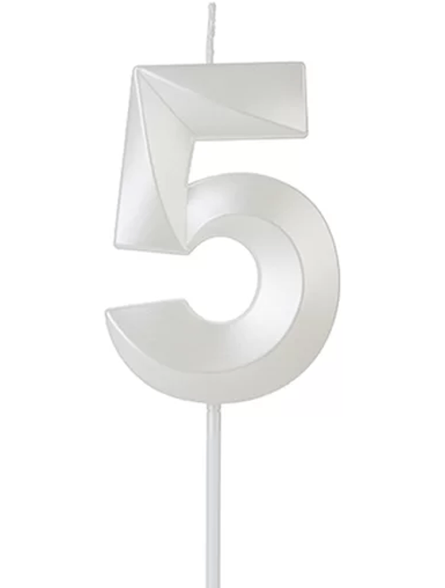 VELA DESIGN BRANCA NUMERO 5 SILVER FESTAS
