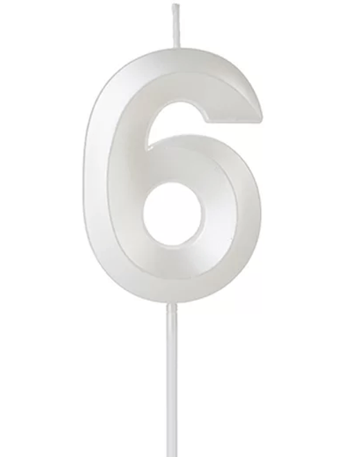 VELA DESIGN BRANCA NUMERO 6 SILVER FESTAS