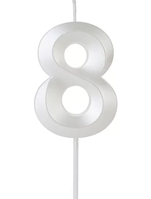 VELA DESIGN BRANCA NUMERO 8 SILVER FESTAS