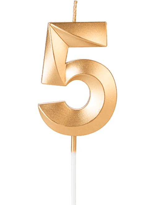 VELA DESIGN DOURADA NUMERO 5 SILVER FESTAS