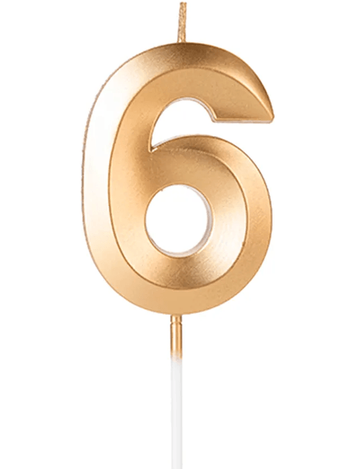 VELA DESIGN DOURADA NUMERO 6 SILVER FESTAS