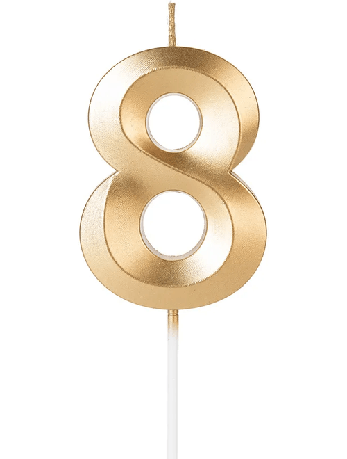 VELA DESIGN DOURADA NUMERO 8 SILVER FESTAS