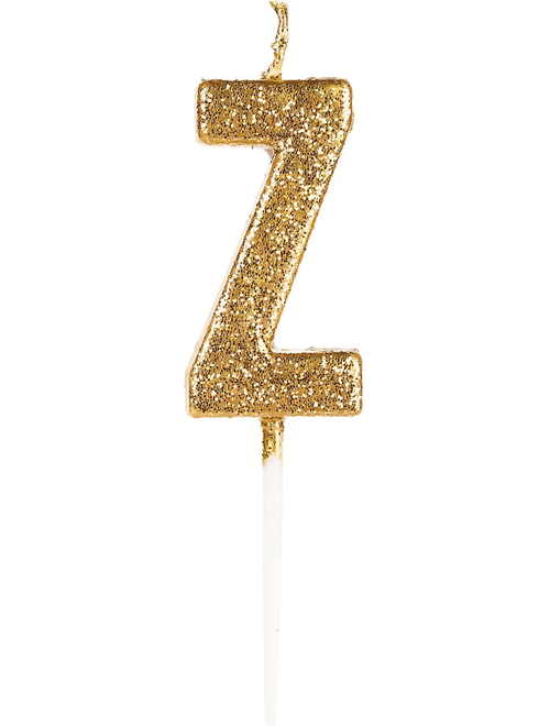 VELA PEQUENA COM GLITTER DOURADO LETRA Z SILVER FESTAS