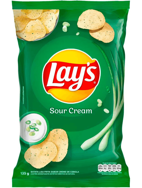 BATATA LISA FRITA LAY´S SABOR SOUR CREAM 135G ELMA CHIPS