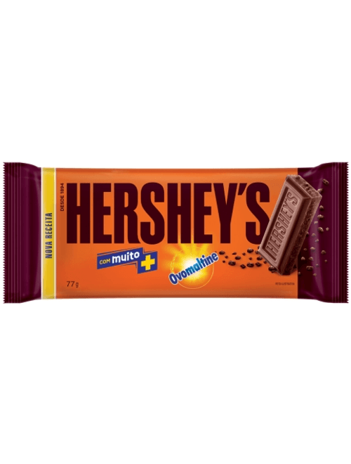 CHOCOLATE AO LEITE COM OVOMALTINE CONTEM 18 UNIDADEA DE 77G CADA HERSHEYS