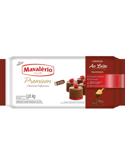 CHOCOLATE COBERTURA FRACIONADO PREMIUM 1.01KG AO LEITE MAVALERIO