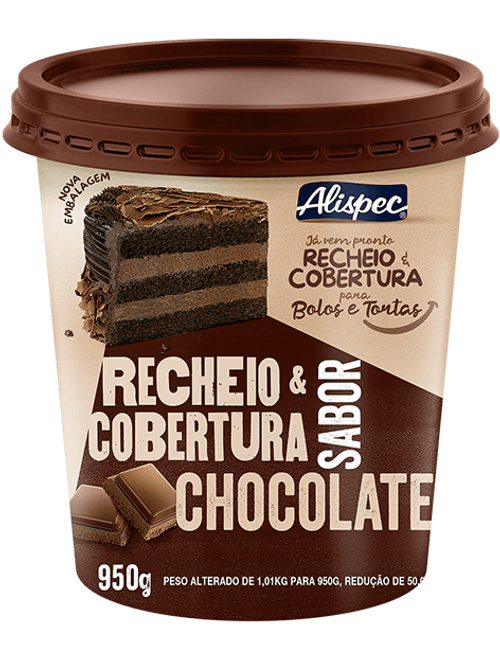 RECHEIO E COBERTURA SABOR CHOCOLATE 950G ALISPEC