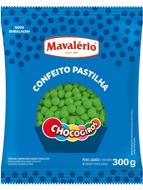 PASTILHA CHOCOGIROS 300G VERDE MAVALERIO
