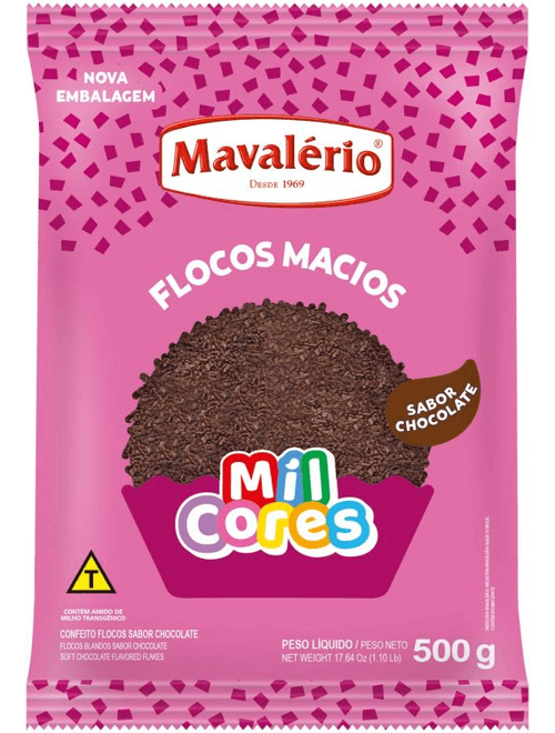 FLOCOS MACIOS SABOR CHOCOLATE 500G MAVALERIO