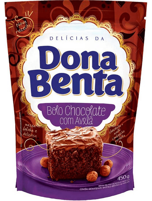 MISTURA PARA BOLO DE CHOCOLATE COM AVELA 450G DONA BENTA