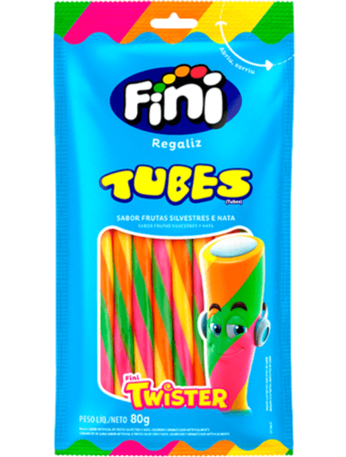 BALA TUBES SABOR FRUTAS SILVESTRES E NATA 80G FINI