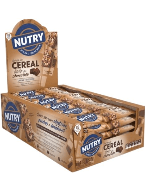 BARRA DE CEREAIS SABOR CHOCOLATE 528G COM 24 UNIDADES NUTRY