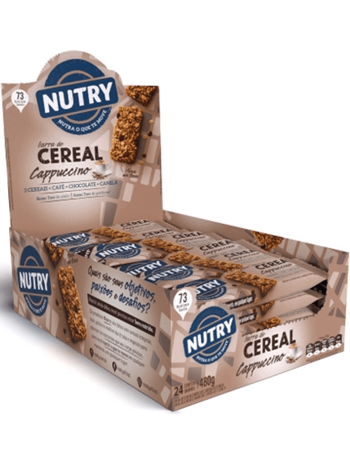 BARRA DE CEREAIS SABOR CAFE, CHOCOLATE E CANELA 480G COM 24 UNIDADES NUTRY
