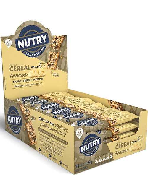 BARRA DE CEREAIS SABOR BANANA 528G COM 24 UNIDADES NUTRY