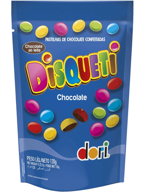 DISQUETI CHOCOLATE CONFEITADO AO LEITE 120G DORI