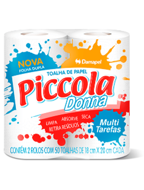 PAPEL TOALHA PICCOLA DONA CONTEM 2 ROLOR COM 50 TOALHAS