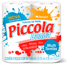 PAPEL TOALHA PICCOLA DONA CONTEM 2 ROLOR COM 50 TOALHAS - Doces Vaz