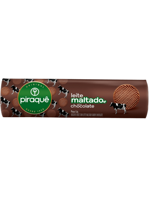 BISCOITO DOCE COM LEITE MALTADO SABOR CHOCOLATE 132G PIRAQUE