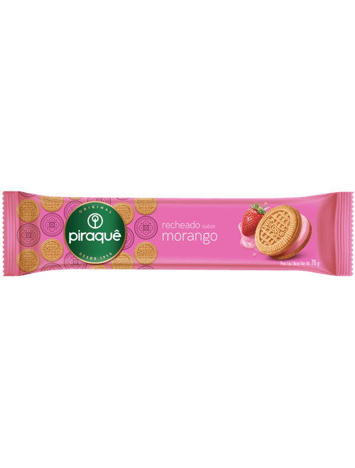 BISCOITO DOCE COM RECHEIO SABOR MORANGO 76G PIRAQUE