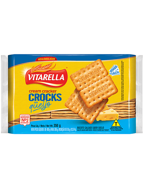 BISCOITO SALGADO CREAM CRACKER SABOR QUEIJO 350G VITARELLA