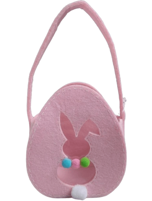 CESTA FELTRO PEQUENA OVO COELHO ROSA CROMUS