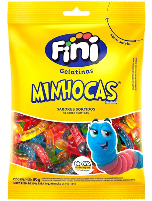 BALA FINI 90G MINHOCAS SORTIDAS