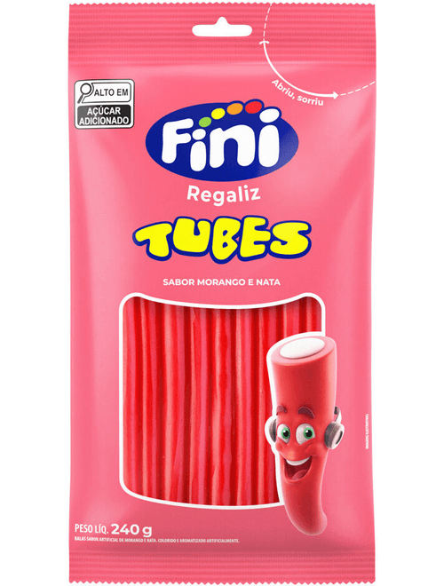BALA TUBES SABOR MORANGO 240G FINI