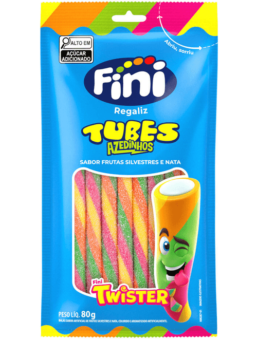 BALA TUBES AZEDINHOS SABOR FRUTAS SILVESTRES 240G FINI