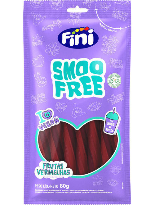 BALA SMOO FREE SABOR FRUTAS VERMELHAS 80G FINI