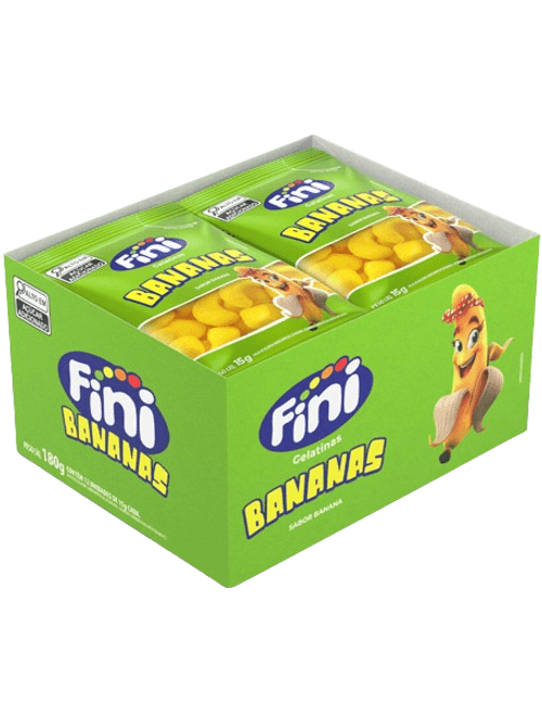 BALA FINI CONTEM 12 UNIDADES DE 15G CADA BANANAS FINI