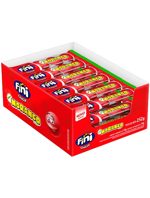 CHICLE FINI CONTEM 18 UNIDADES DE 14G CADA MORANGO FINI