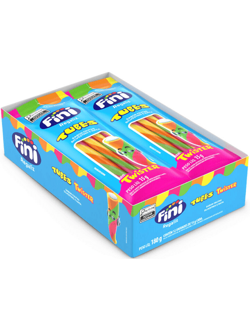 BALA TUBES SABOR FRUTAS SILVESTRES COM 12 UNIDADES DE 15G CADA FINI