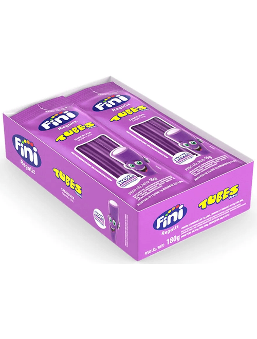 BALA TUBES SABOR UVA COM 12 UNIDADES DE 15G CADA FINI