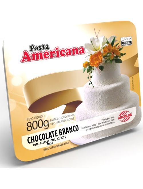 PASTA AMERICANA SABOR CHOCOLATE BRANCO 800G ARCOLOR