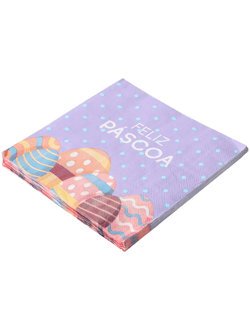 GUARDANAPO FOLHA DUPLA FELIZ PASCOA 32X32 COM 20 UNIDADES SILVER FESTAS