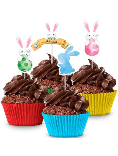 ENFEITES DECORATIVOS PARA DOCES SORTIDOS FELIZ PASCOA COM 8 UNIDADES REGINA