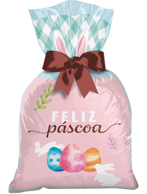 SACOLA PRESENTE FELIZ PASCOA 14CMX27CM COM 12 UNIDADES  REGINA