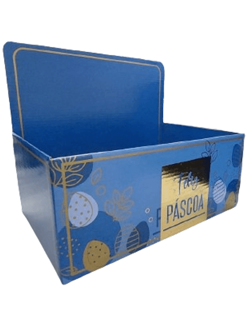 CAIXA DISPLAY PASCOA GOLD AZUL OURO 27,5CMX11,5CMX18,5CM ALBANO