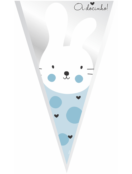 CONE POLI OI DOCINHO 30CMX15CM AZUL COM 50 UNIDADES ALBANO