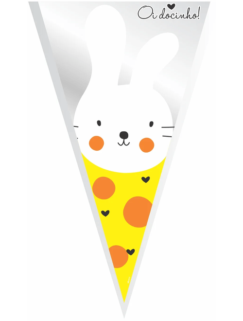 CONE POLI OI DOCINHO 30CMX15CM AMARELO E LARANJA COM 50 UNIDADES ALBANO
