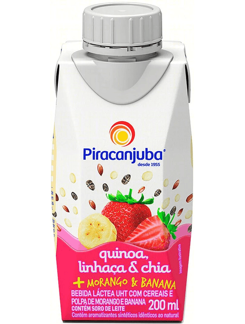 BEBIDA LACTEA QUINOA LINHACA E CHIA + MORANGO E BANANA 200ML PIRACANJUBA